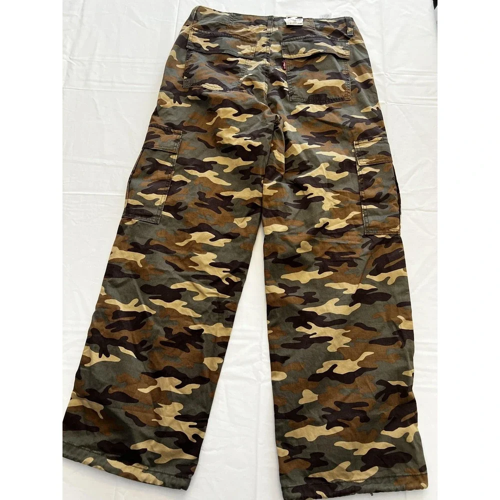 Levis 94 Baggy Cargo Pants Mens 29x30 Camo Green‎ Brown Relaxed Fit Utility Army